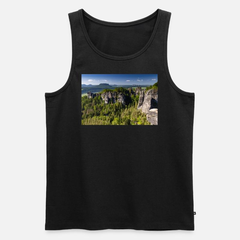 Bastei in der Sächsischen Schweiz - Männer Premium Bio Tank Top - Schwarz