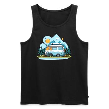 Vanlife - Männer Premium Bio Tank Top - Schwarz - Vorne - Michal (187cm)