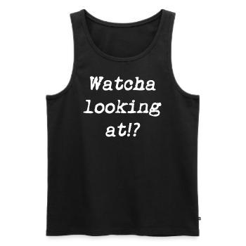 Was guckst du? - Männer Premium Bio Tank Top - Schwarz - Vorne - Michal (187cm)