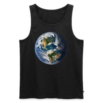 Planet Earth - Men's Premium Organic Tank Top - black - Front - Michal (187cm)