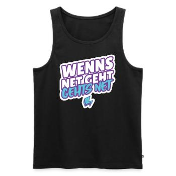 “Wenns net geht, gehts net” - T-Shirt - Männer Premium Bio Tank Top - Schwarz - Vorne - Michal (187cm)