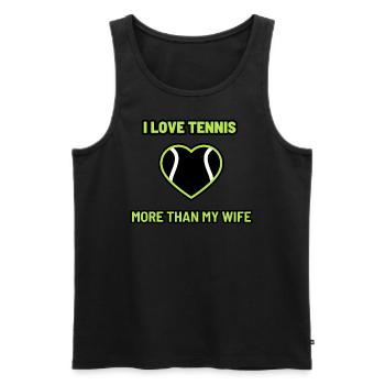 J’aime le tennis - Plus que ma femme - Funny Design - Débardeur bio Premium Homme - noir - Devant - AI Model Male 178 light (178cm)