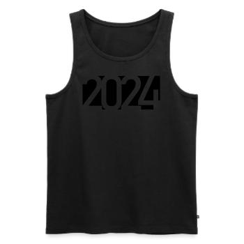 2024 Jahreszahl Datum Zahl Anno Kalenderjahr - Männer Premium Bio Tank Top - Schwarz - Vorne - Michal (187cm)