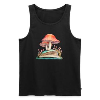 Mushroom Sprouts from Book - Watercolor Painted - Men's Premium Organic Tank Top - black - Front - Michal (187cm)