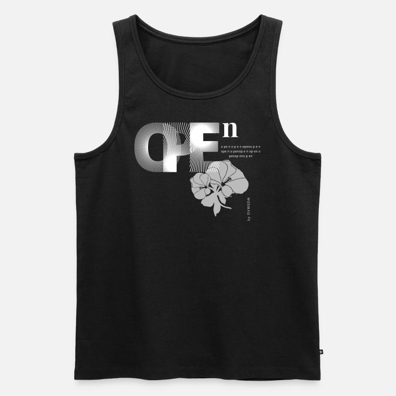 "Open" - Männer Premium Bio Tank Top - Schwarz