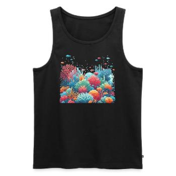 Des récifs coralliens colorés - Débardeur bio Premium Homme - noir - Devant - Michal (187cm)