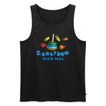 Stehaufmännchen „Zerstreu dich mal" - Männer Premium Bio Tank Top - Schwarz - Vorne - Michal (187cm)
