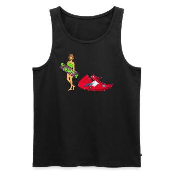 Kitegirl with kite equipment - Men's Premium Organic Tank Top - black - Front - AI Model Male 178 light (178cm)