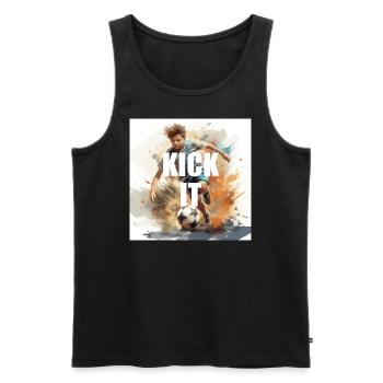 Kick It - Cool Soccer Player Design for Boys - Men's Premium Organic Tank Top - black - Front - Michal (187cm)