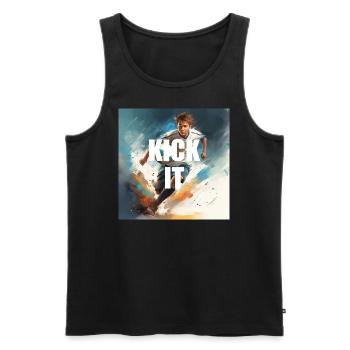 Kick It - Cool Soccer Player Design for Boys - Men's Premium Organic Tank Top - black - Front - Michal (187cm)