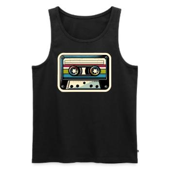 Retro Cassette Sticker - Men's Premium Organic Tank Top - black - Front - AI Model Male 178 light (178cm)