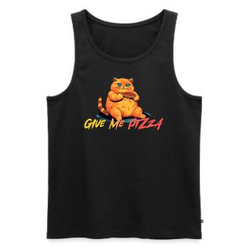Dicke Orangene Katze Will mehr Pizza haben - Männer Premium Bio Tank Top - Schwarz - Vorne - AI Model Male 178 light (178cm)