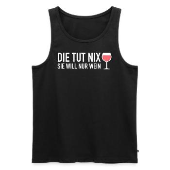Die tut nix sie will nur Wein - Männer Premium Bio Tank Top - Schwarz - Vorne - Michal (187cm)