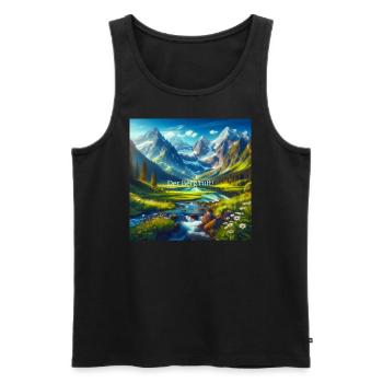 Der Berg ruft - Männer Premium Bio Tank Top - Schwarz - Vorne - AI Model Male 178 light (178cm)