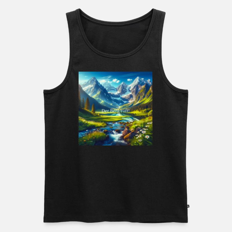 Der Berg ruft - Männer Premium Bio Tank Top - Schwarz