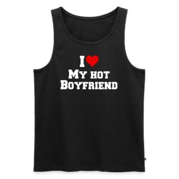 J’aime mon petit ami chaud - Cadeau drôle - Débardeur bio Premium Homme - noir - Devant - Michal (187cm)