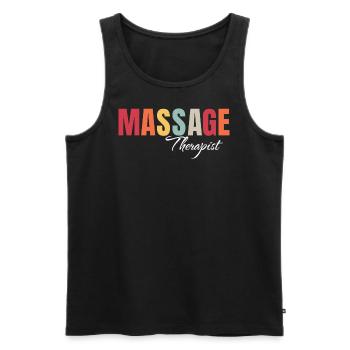 Masseur Multicolor Muskelmassage - Männer Premium Bio Tank Top - Schwarz - Vorne - AI Model Male 178 light (178cm)