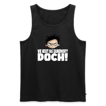 Lustiges Spruch:" Wie heißt das Zauberwort?" - Männer Premium Bio Tank Top - Schwarz - Vorne - Michal (187cm)