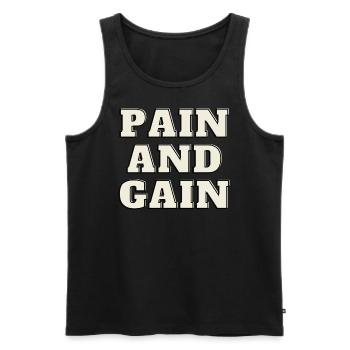 PAIN and GAIN - Männer Premium Bio Tank Top - Schwarz - Vorne - AI Model Male 178 light (178cm)