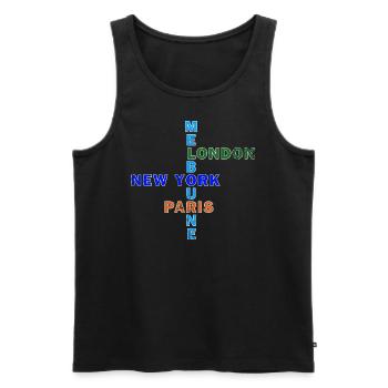 Major Tennis Melbourne Paris London New York Shirt - Männer Premium Bio Tank Top - Schwarz - Vorne - AI Model Male 178 light (178cm)