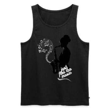 FEEL THE MUSIC - Débardeur bio Premium Homme - noir - Devant - Michal (187cm)