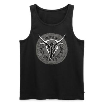 Stier Schädel - Männer Premium Bio Tank Top - Schwarz - Vorne - Michal (187cm)