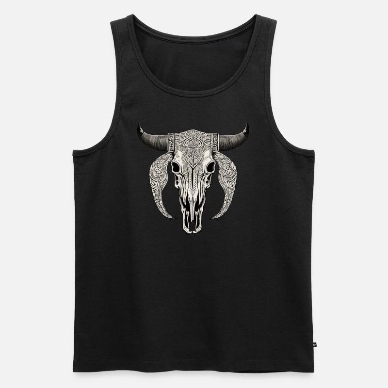 Stier Schädel - Männer Premium Bio Tank Top - Schwarz