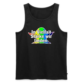 In Vielfalt Stärke wir finden. - Männer Premium Bio Tank Top - Schwarz - Vorne - AI Model Male 178 light (178cm)