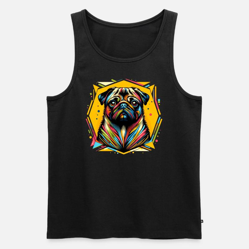 Mops Hund - Männer Premium Bio Tank Top - Schwarz