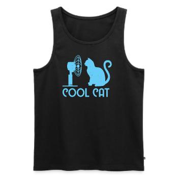 Cool Cat / Katze Bo-Grafik - Männer Premium Bio Tank Top - Schwarz - Vorne - Michal (187cm)