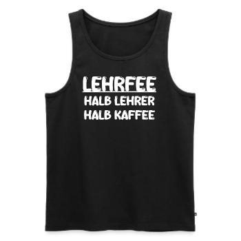 Lehrfee Halb Lehrer Halb Kaffee Schüler Spruch - Männer Premium Bio Tank Top - Schwarz - Vorne - Michal (187cm)