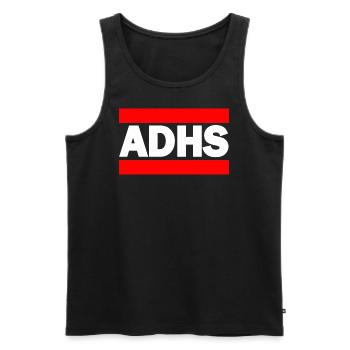ADHS - Männer Premium Bio Tank Top - Schwarz - Vorne - AI Model Male 178 light (178cm)