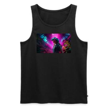 Digitale Träumereien: Eine Frau in virtueller Real - Männer Premium Bio Tank Top - Schwarz - Vorne - Michal (187cm)