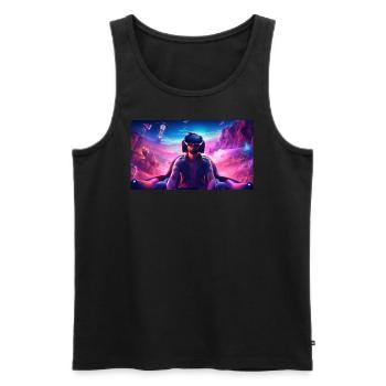 Galaktische Visionen: Der Weltraumpilot der Zukunf - Männer Premium Bio Tank Top - Schwarz - Vorne - AI Model Male 178 light (178cm)