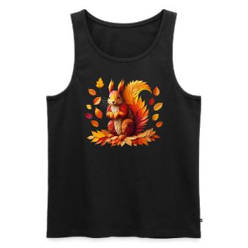herbstliches Eichhörnchen - Männer Premium Bio Tank Top - Schwarz - Vorne - AI Model Male 178 light (178cm)