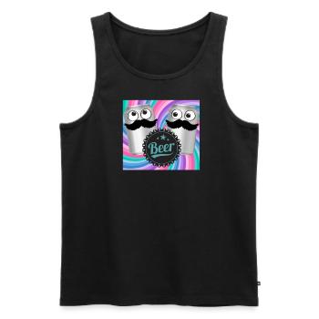 Beer cans with moustaches and googly eyes - colorful - Men's Premium Organic Tank Top - black - Front - AI Model Male 178 light (178cm)