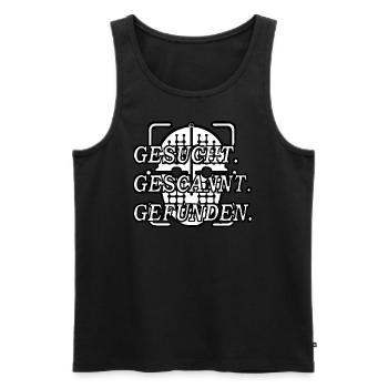 Searched, Scanned, Found - Men's Premium Organic Tank Top - black - Front - AI Model Male 178 light (178cm)