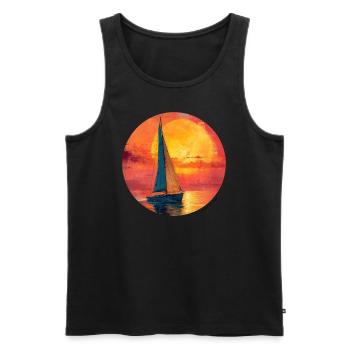 Sailboat, Sea, Maritime, Moon, Ocean, Nautical - Men's Premium Organic Tank Top - black - Front - Michal (187cm)