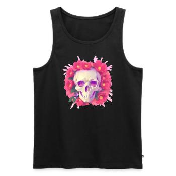 Skull lays in Flowers - Männer Premium Bio Tank Top - Schwarz - Vorne - Michal (187cm)