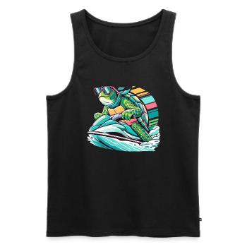 Jet Ski Turtle - Men's Premium Organic Tank Top - black - Front - Michal (187cm)