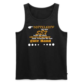 Doppelkopf ist wie Sex - Männer Premium Bio Tank Top - Schwarz - Vorne - AI Model Male 178 light (178cm)