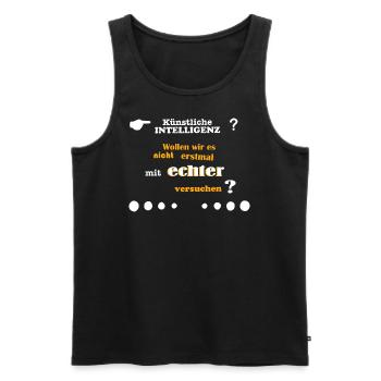 Künstliche Intelligenz? Warum nicht echte? - Männer Premium Bio Tank Top - Schwarz - Vorne - Michal (187cm)