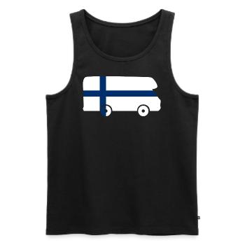RV Finland Voyage Vacances Camper Autocollant - Débardeur bio Premium Homme - noir - Devant - AI Model Male 178 light (178cm)