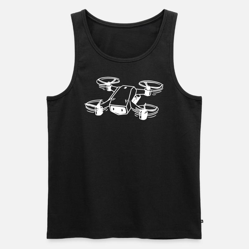 Dron, FPV - Ekologiczny tank top męski Premium - czarny