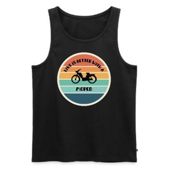 Bessres Leben mit Moped - Männer Premium Bio Tank Top - Schwarz - Vorne - Michal (187cm)