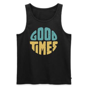 Good Times retro - Men's Premium Organic Tank Top - black - Front - AI Model Male 178 light (178cm)