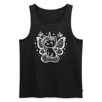 Chat licorne ailé (blanc) - Débardeur bio Premium Homme - noir - Devant - AI Model Male 178 light (178cm)