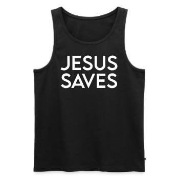 JÉSUS SAVE - Débardeur bio Premium Homme - noir - Devant - AI Model Male 178 light (178cm)