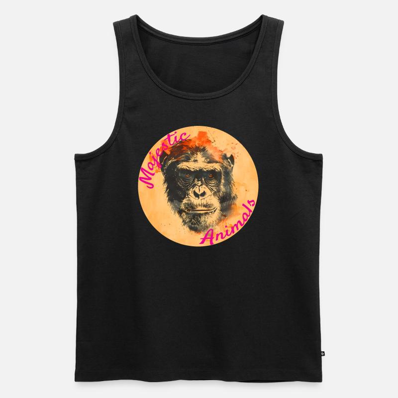 Majestic Animals: Schlauer Affe - Männer Premium Bio Tank Top - Schwarz