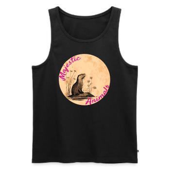 Majestic Animals: Cuddly Otters - Men's Premium Organic Tank Top - black - Front - Michal (187cm)